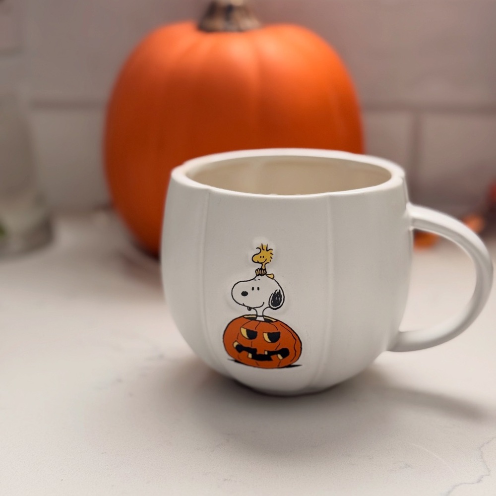 Peanuts White Mug with Snoopy and Pumpkin Design